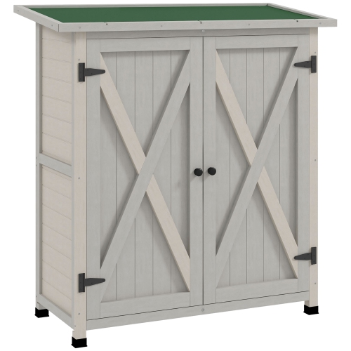 Meuble de rangement pour le jardin en bois Outsunny, armoire à outils avec toit en asphalte et porte double pour l'extérieur, le jardin et la cour, g