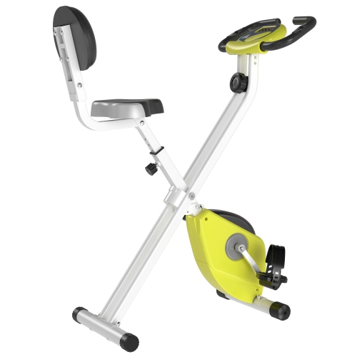 SOOZIER  Foldable Exercise Bike With 8 Levels Of Magnetic Resistance, Indoor Stationary Bike, X Bike, Lcd Monitor, for Cardio Workout In Yellow