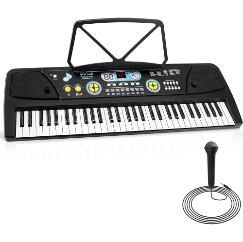 Pyle Electric Keyboard 61 Keys-Portable Digital Musical Karaoke Piano Keyboard-10 Rhythms 16 Tones, Stereo Speakers, Rechargeable Battery-Wired Micro