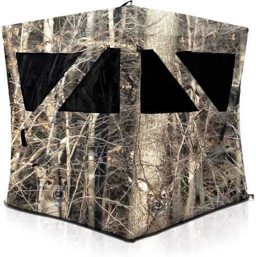 SereneLife Hunting Blind - Water Resistant Durashell Plus Hunting Ground Blind Tent Pop Up Blinds for Hunting w/Shadow Guard, Polyester Fabric, inclu