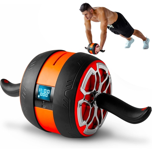 Squatz Digital Ab Roller Wheel - Ultra Wide Ab Wheel with Pilates Mat, for Abdominal and Core Strength Training with Exercise Program, With Rubber Co