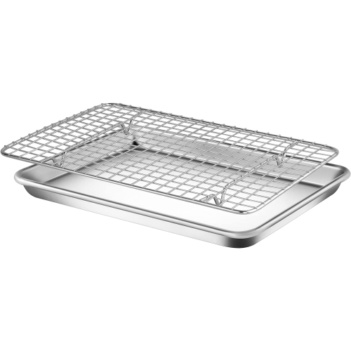 NutriChef Aluminum Baking Sheet w/ Cooling Rack - Thick & Durable Cookie Sheet Tray for Baking Pastries, Cookies, Bacon, & More - PFOS, PTFE, PFOA