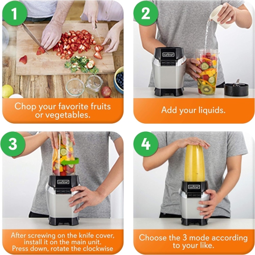 NutriChef Personal Electric Single Serve Blender-Small Professional Kitchen Countertop Mini Blender for Shakes and Smoothies w/Pulse Blend,