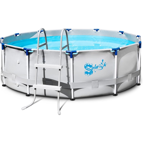 SERENELIFE  Home 9’ Round Pool Above The Ground Steel Frame, Swimming Pool, Durable Corrosion And Puncture Resistant, W/ladder, Filter, Cover