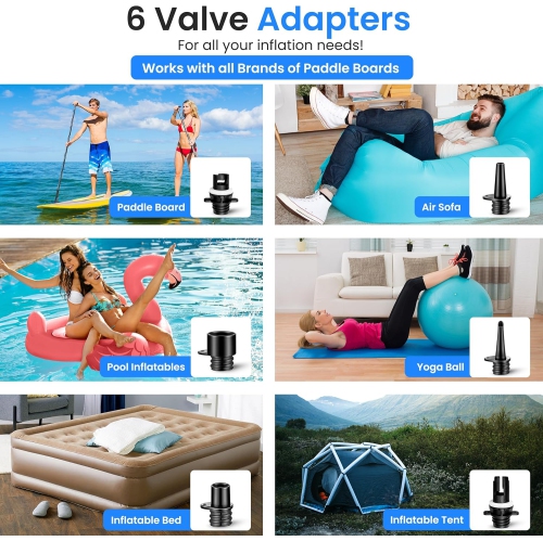 SereneLife Inflatable Paddle Board Pump Compressor - 20PSI High Pressure SUP Inflator - 12V DC Car Connector - Electric Air Pump for Paddle Boards,