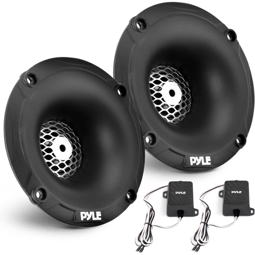 Pyle Marine Tweeter Speaker System, One Pair 1inch PEI Black Dome Tweeter with Horn Diffuser, 120 Watts Max Power with 4 Ohm Impedance, IP-X5 Marine