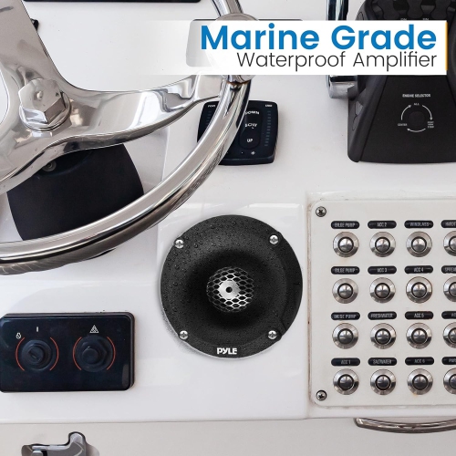 Pyle Marine Tweeter Speaker System, One Pair 1inch PEI Black Dome Tweeter with Horn Diffuser, 120 Watts Max Power with 4 Ohm Impedance, IP-X5 Marine