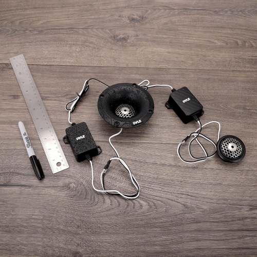 Pyle Marine Tweeter Speaker System, One Pair 1inch PEI Black Dome Tweeter with Horn Diffuser, 120 Watts Max Power with 4 Ohm Impedance, IP-X5 Marine