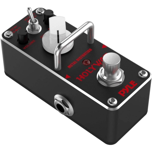 PyleUsa Metal Distortion Guitar Effect Pedal, Mini Digital Analog Effects For Electric Guitar And Bass, True Bypass, Contour, Volume And Dist Knobs,