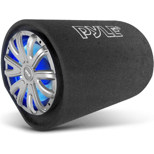 Pyle 12-Inch Carpeted Subwoofer Tube Speaker - 600 Watt, High Powered Car Audio Sub Bass Enclosure System with 2'' Aluminum Voice Coil, Rear Vented D