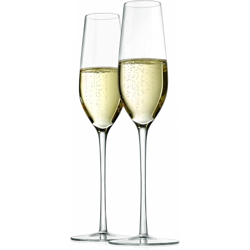 Flûtes à champagne à cristal 7&nbsp;oz de Nutrichef - Ensemble de 2 verres à pied longs transparents avec bords étroits, bol sans joint, sans plomb