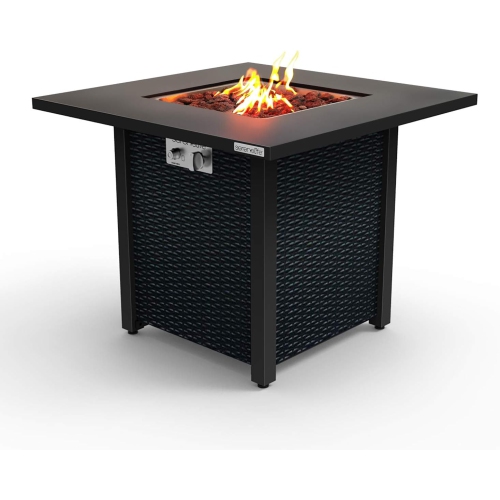 SERENELIFE  Slfps3.5 Fire Pit Table, Large In Black