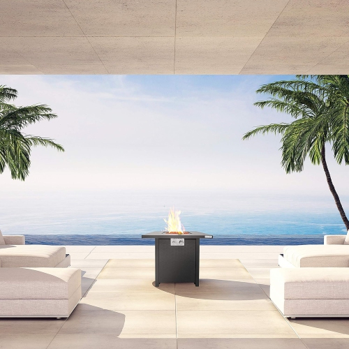 SereneLife SLFPS3.5 Fire Pit Table, Large, Black