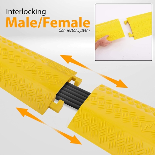 Pyle Durable Cable Ramp Protective Cover - 2,000 lbs Max Heavy Duty Drop Over Hose & Cable Track Protector, Safe in High Walking Traffic Areas