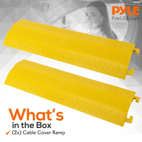 Pyle Durable Cable Ramp Protective Cover - 2,000 lbs Max Heavy Duty Drop Over Hose & Cable Track Protector, Safe in High Walking Traffic Areas