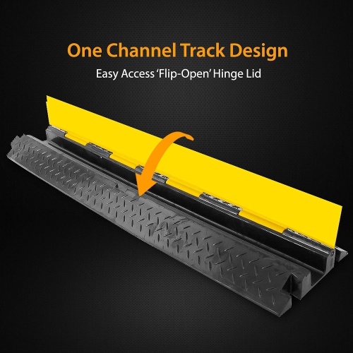 Pyle Cable Protector Floor Cover Ramp - 1 Channel Cable Protector Rubber Floor Cord Concealer