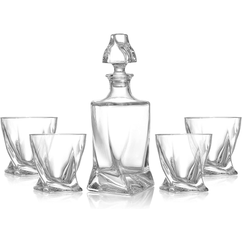 NutriChefKitchen Home Bar Whiskey Decanter,Whiskey Glass Decanter Aerator Set with Four 750ml Whiskey Glasses,Elegant Home Bar,Tabletop Accent