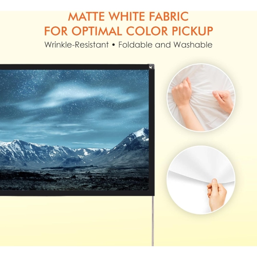 Écran de projection extérieur portatif et léger 80 po HD 16:9 4K de Pyle avec support, écran de projection de films d'intérieur pliable et cadre pour