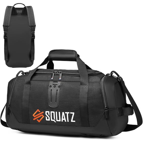 SQUATZ Travel Duffle Backpack - Convertible Foldable Gym Carry On Bag, Adjustable and Removable Shoulder Strap, Spacious Shoe Compartment and Multipl