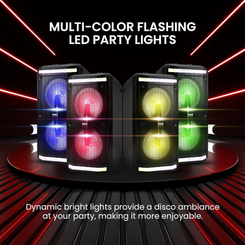 Pyle Portable Bluetooth PA Speaker System-600W Rechargeable Indoor/Outdoor Bluetooth Speaker Portable PA System w/Recorder, Microphone in, Party