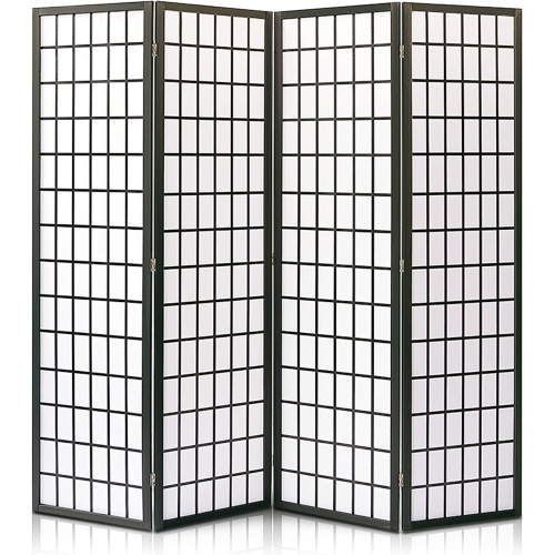 SereneLife Classic Japanese Screen Room Divider - Portable Freestanding Indoor Decorative 4-Panel Room Divider, Room Separator, Folding Privacy Scree