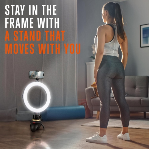SQUATZ 8'' Small Ring Light for Desk with Stand and Phone Holder - 360 Rotating & Standard Desktop Tripod Kit - 14W Rotation Motion for Vloggers,