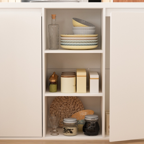 Famapy – Grand îlot de cuisine blanc avec îlot de rangement de cuisine avec tiroir et portes, tablette ouverte, blanc