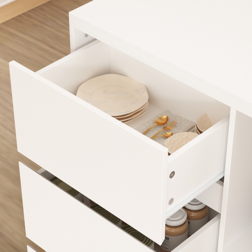 Famapy – Grand îlot de cuisine blanc avec îlot de rangement de cuisine avec tiroir et portes, tablette ouverte, blanc