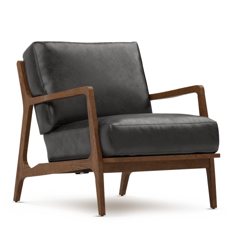 VALENCIA  Ella Top Grain Leather Accent Chair Color In Black