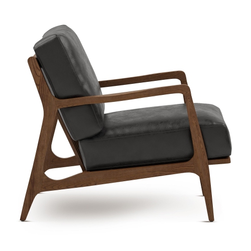 Valencia Ella Top Grain Leather Accent Chair, Black Color