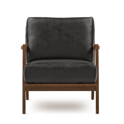 Valencia Ella Top Grain Leather Accent Chair, Black Color