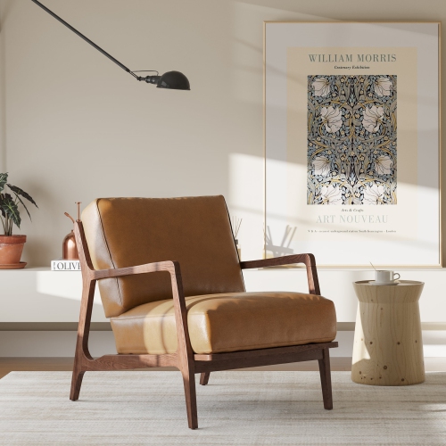 Valencia Ella Top Grain Leather Accent Chair, Cognac Color