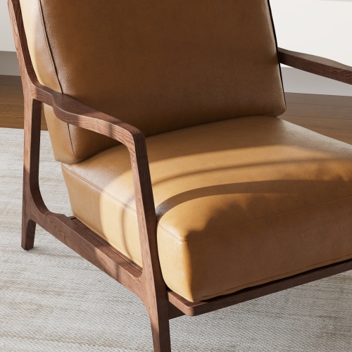 Valencia Ella Top Grain Leather Accent Chair, Cognac Color