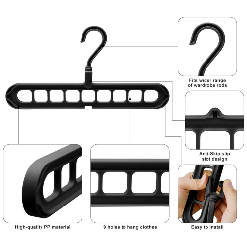 Closet Organizers and Storage,Hangers for Closet Organizer,Magic Space Saving Hangers with 9-Holes for Closet Storage, Smart Sturdy Closet
