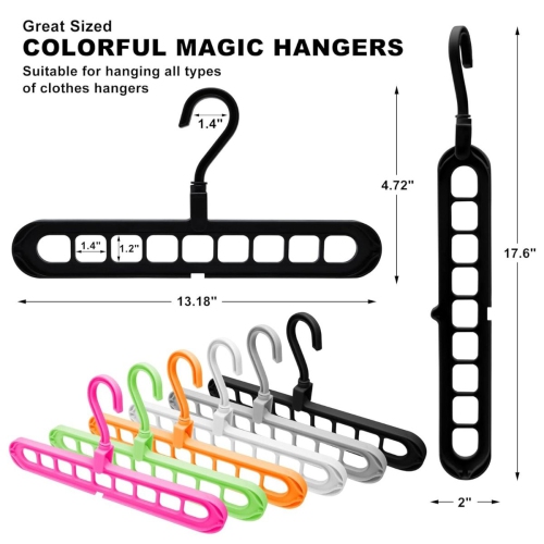 Closet Organizers and Storage,Hangers for Closet Organizer,Magic Space Saving Hangers with 9-Holes for Closet Storage, Smart Sturdy Closet