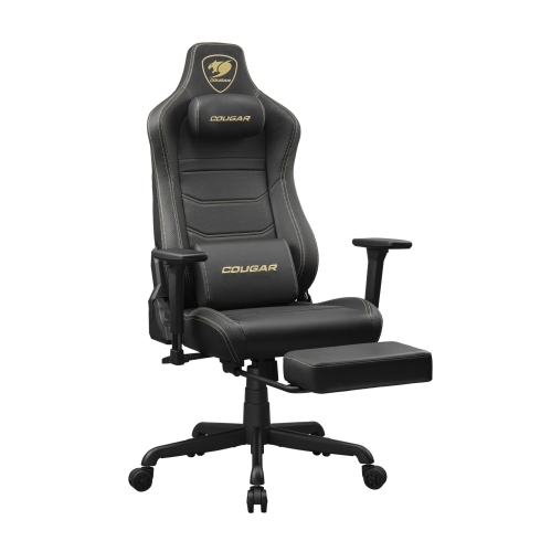 Cougar Armor Evo S Office Gaming Chair Retractable Footrest - Ergonomic, High Back Premium Breathable PVC Leather Reclining Backrest Headrest &