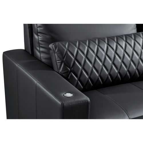 Valencia Pisa Ultimate Nappa 20000 Leather Lounge Sectional Sofa, Three Seats, Black
