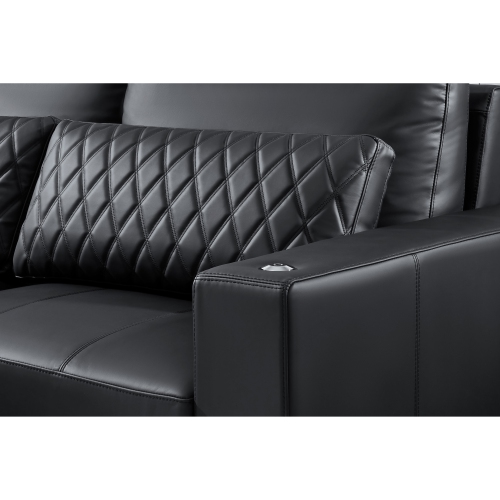 Valencia Pisa Ultimate Nappa 20000 Leather Lounge Sectional Sofa, Three Seats, Black