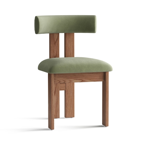 Valencia Carlo Faux Mohair Velvet Dining Chair, Olive Green