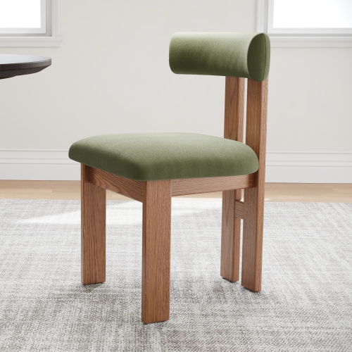 Valencia Carlo Faux Mohair Velvet Dining Chair, Olive Green