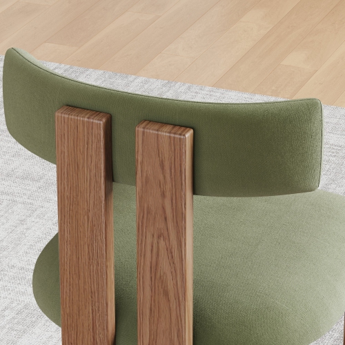 Valencia Carlo Faux Mohair Velvet Dining Chair, Olive Green