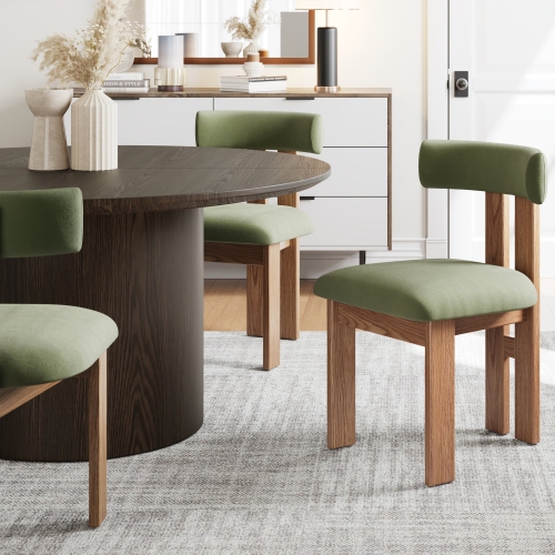 Valencia Carlo Faux Mohair Velvet Dining Chair, Olive Green