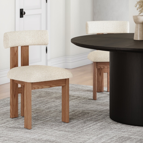 Valencia Carlo Boucle Fabric Dining Chair, Beige
