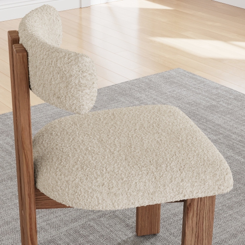 Valencia Carlo Boucle Fabric Dining Chair, Beige