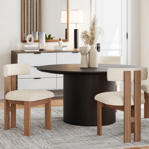 Valencia Carlo Boucle Fabric Dining Chair, Beige