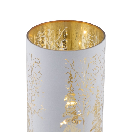 LED Lighted Deer in Forest Glass Hurricane Christmas Candle Decoration - 8"