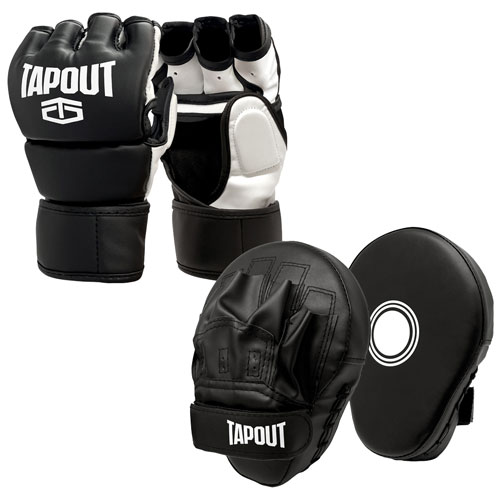 Gants d'arts martiaux mixtes de 10 oz et paire de pattes d'ours de Tapout - Paquet de 4