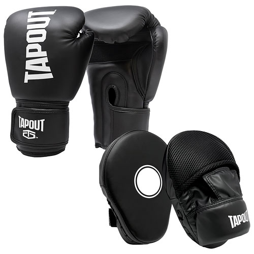 Gants de boxe de 10 oz et paire de pattes d'ours de Tapout - Paquet de 4