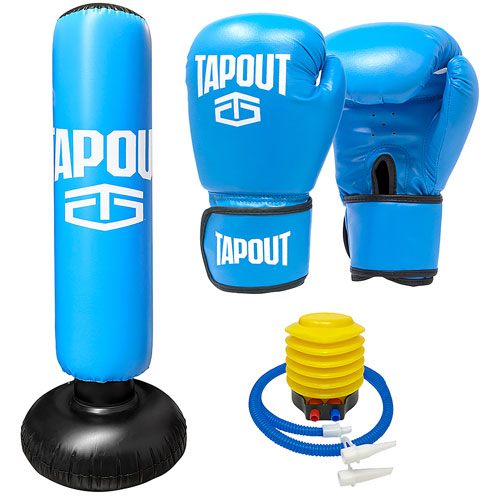 Ensemble avec sac et gants de boxe pour enfants de Tapout - Bleu