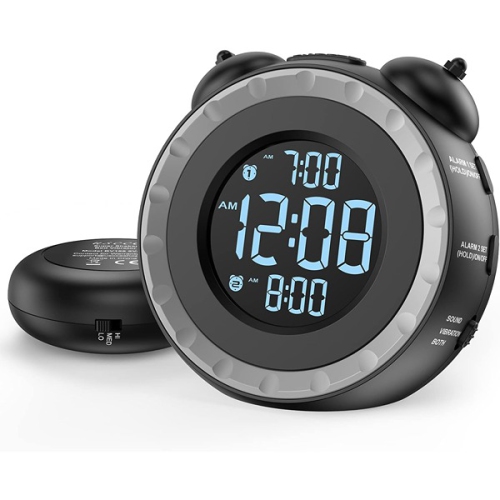 Image 1 of 4.. USCCE ‎10.85 x 3.81 x 10.46 cm Loud Dual Alarm Clock with Bed Shaker Black